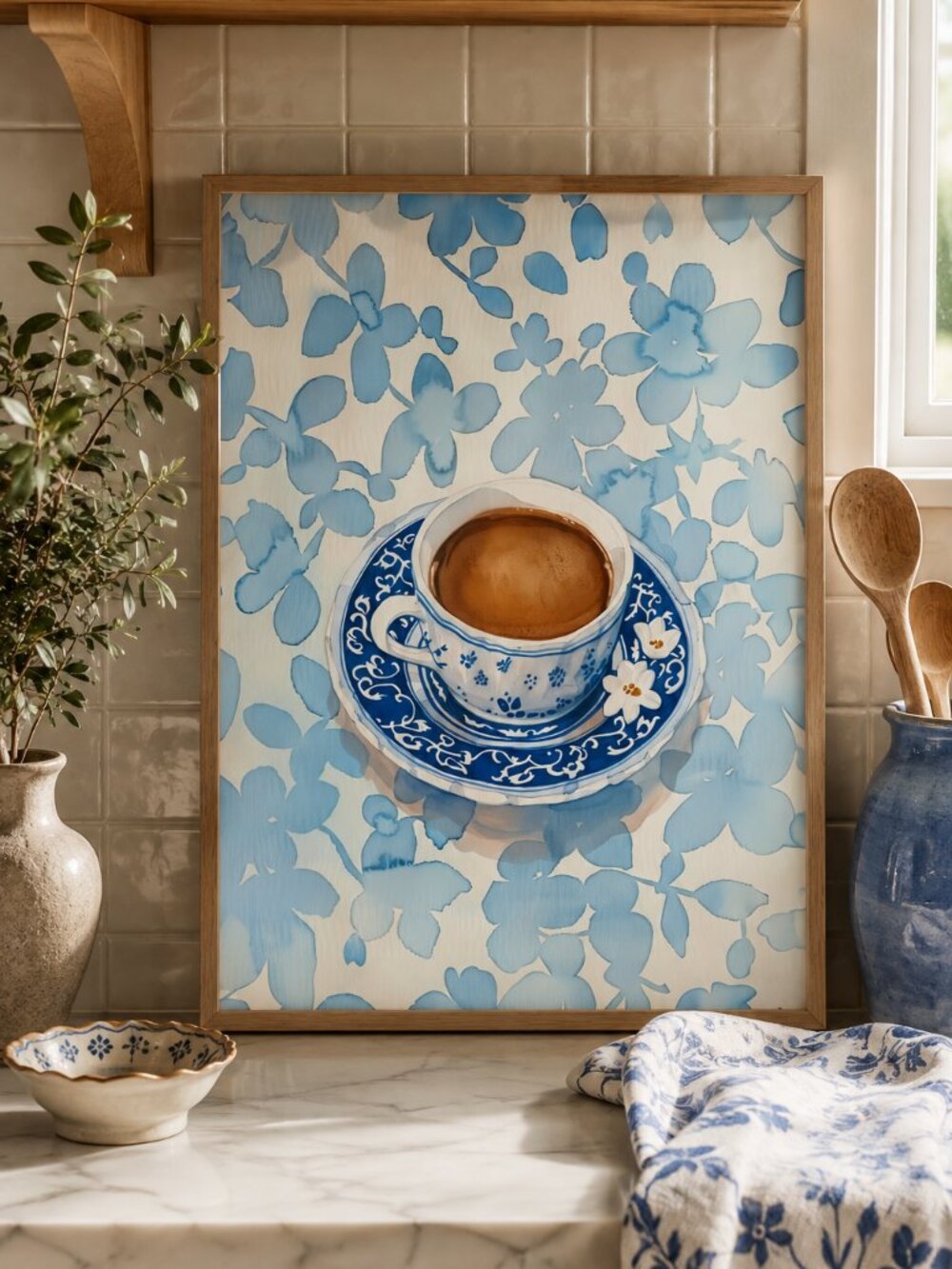 Blue Kitchen Wall Art Print